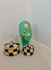 Sculptuur Afrikaans hoofd turquoise