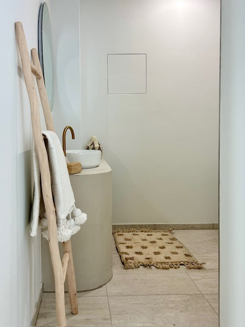 Plaid/deken wit met pompoms