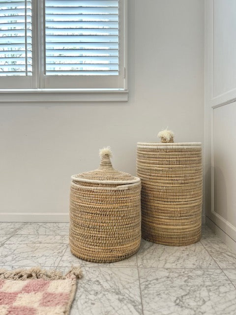 Berber witte opbergmand met pompom