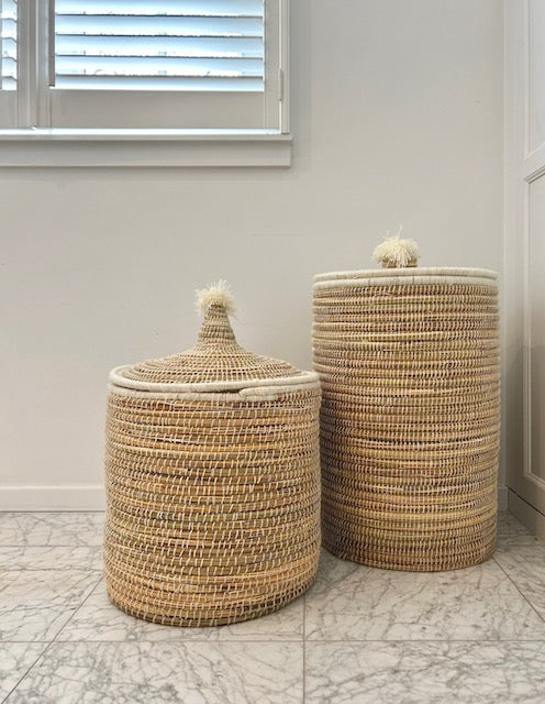 Berber witte opbergmand met pompom