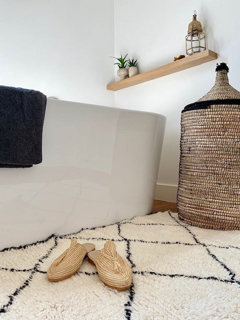 Berber zwarte opbergmand met pompom