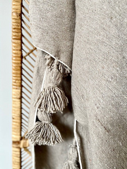 Pompom plaid/deken beige