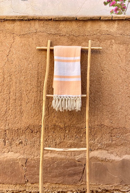 Hamamdoek wit/oranje