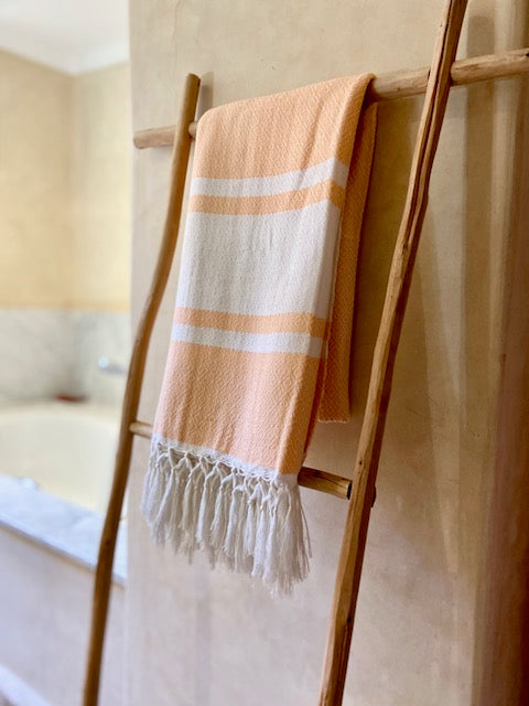 Hamamdoek wit/oranje