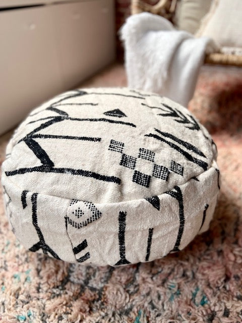 Ronde Beni Ouarain flatweave poef Leila