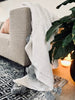 Plaid/deken wit met grijze pompoms