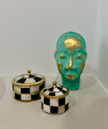 Sculptuur Afrikaans hoofd turquoise