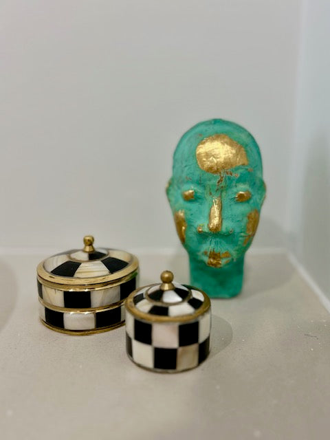 Sculptuur Afrikaans hoofd turquoise