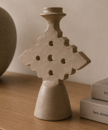 Tadelakt kandelaar diamant beige