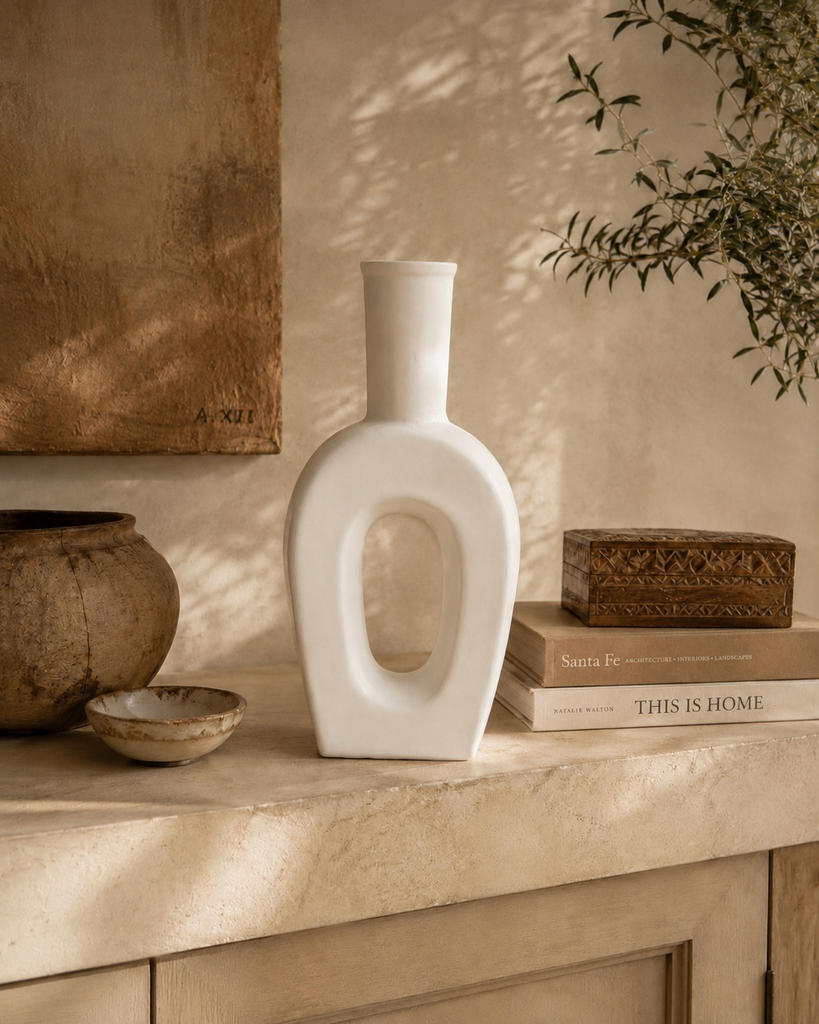 Keramiek decoratieve vaas wit
