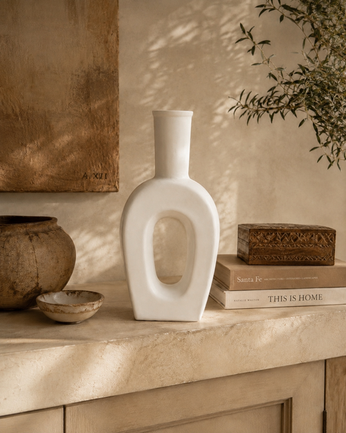 Keramiek decoratieve vaas wit