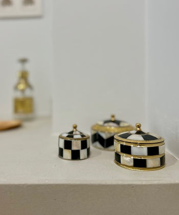 Juwelenpotje parelmoer wit/zwart