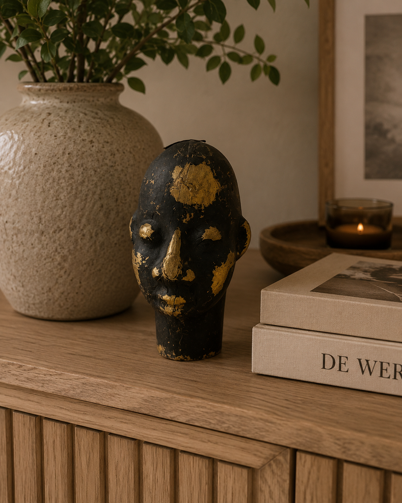Beeldje Afrikaans hoofd zwart man