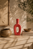 Keramiek decoratieve vaas roze