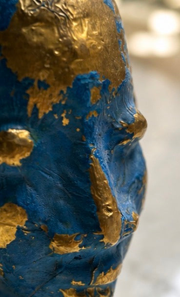 Beeldje Afrikaans hoofd blauw