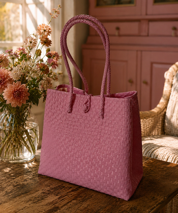 Shopper uit gerecycleerd plastic roze