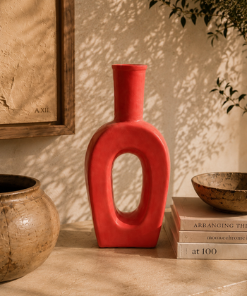 Keramiek decoratieve vaas roze