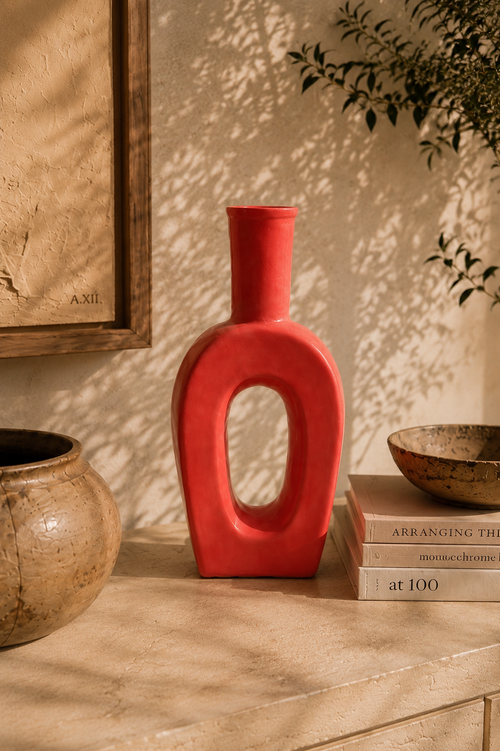 Keramiek decoratieve vaas roze