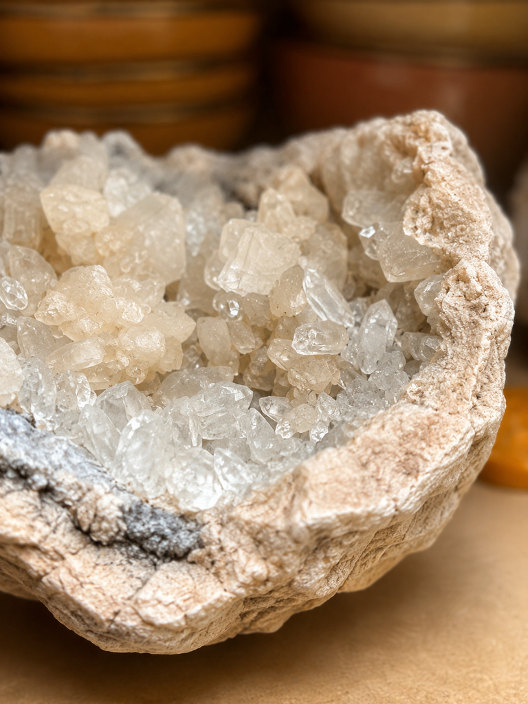 Edelsteen bergkristal geode (+- 18 cm)