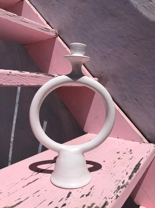 Tadelakt kandelaar wit