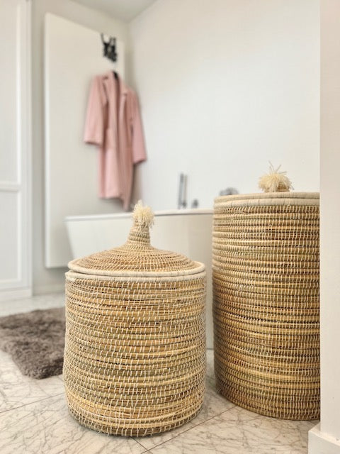 Berber witte opbergmand met pompom