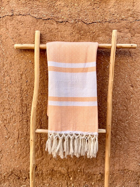 Hamamdoek wit/oranje