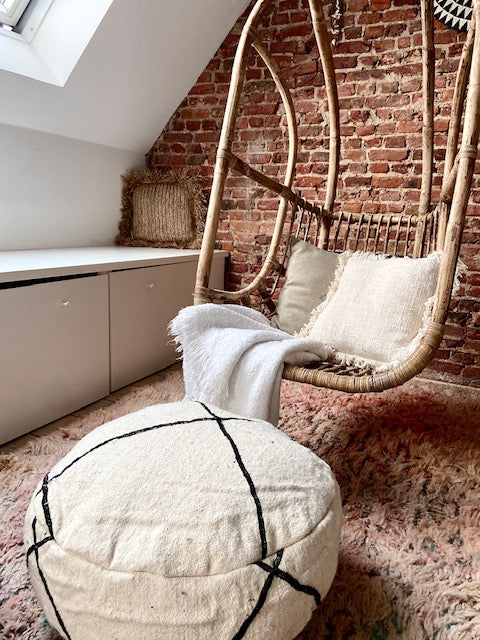 Ronde Beni Ouarain flatweave poef Kayla