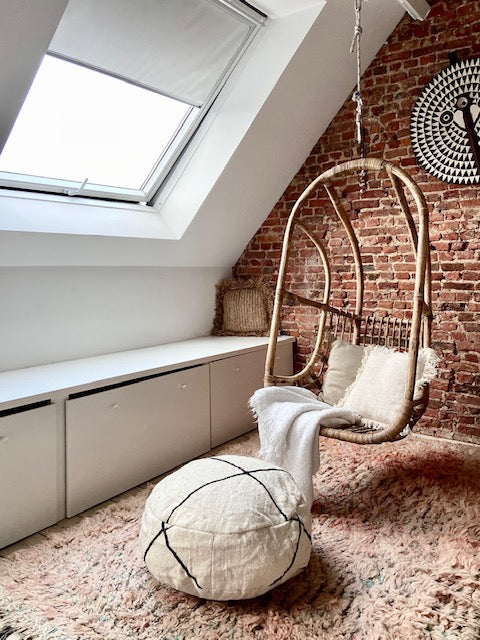 Ronde Beni Ouarain flatweave poef Kayla