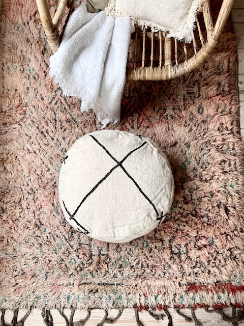 Ronde Beni Ouarain flatweave poef Kayla