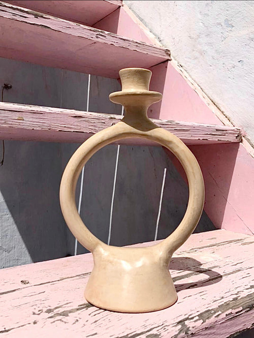 Tadelakt kandelaar zandkleurig