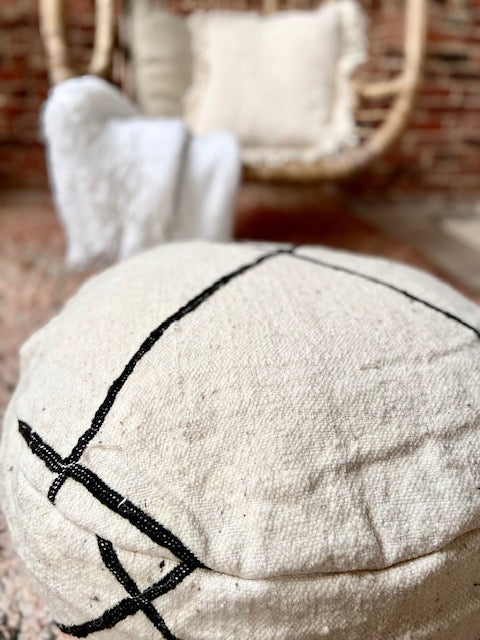 Ronde Beni Ouarain flatweave poef Kayla